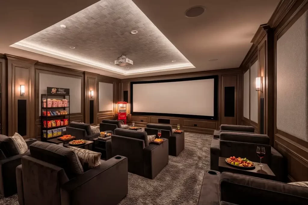 Sala de cine de lujo en una casa vacacional Topstay Orlando
