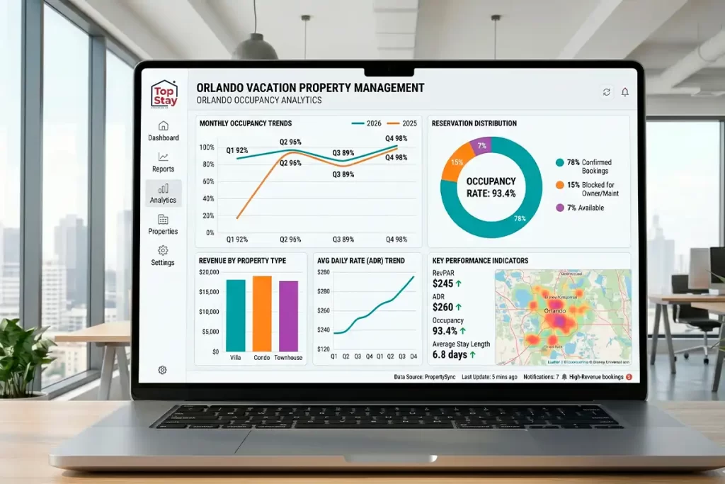 Analytics dashboard for property management in Orlando