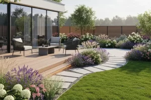 Modern garden design for villas in Orlando